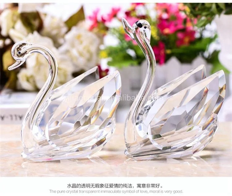 Crystal Glass Swan Couple for Wedding Guests Give Away Gifts