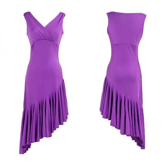 Fashion Sleeveless V-neck Latin Dance Dress Rumba skirt One Piece Stage Costume