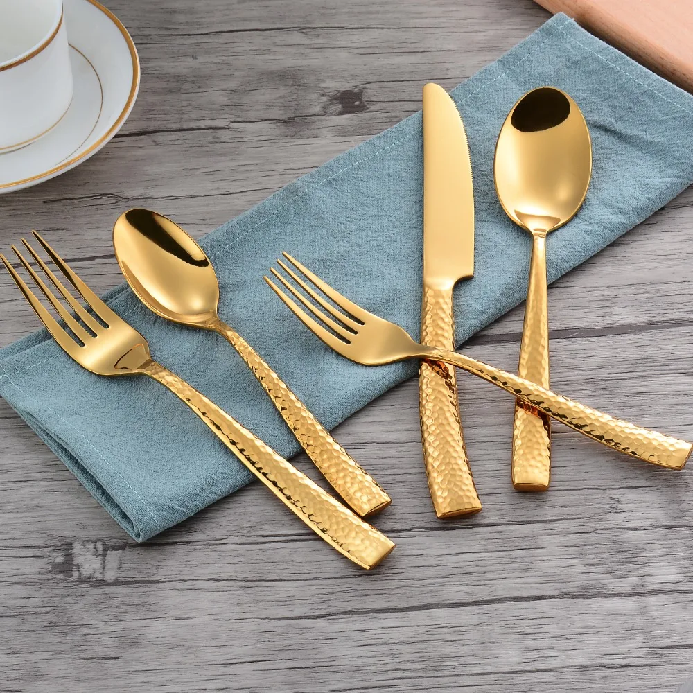 wedding gold plated stainless steel dinnerware gold flatware full gold cutlery