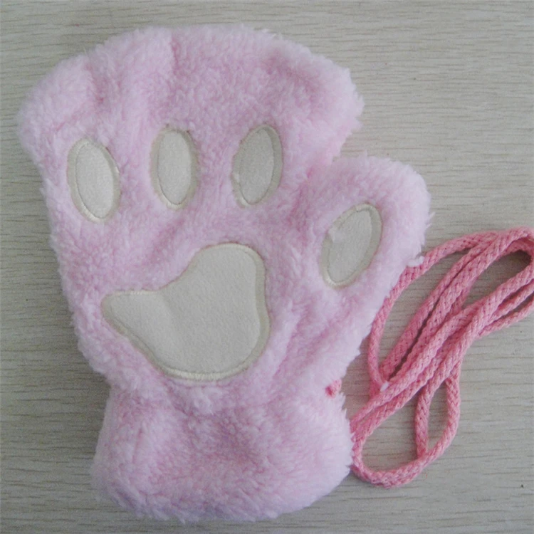 Winter Gloves Women Animal Paw Gloves Fingerless Fluffy Bear Plush Paw Mittens Women Soft Gloves