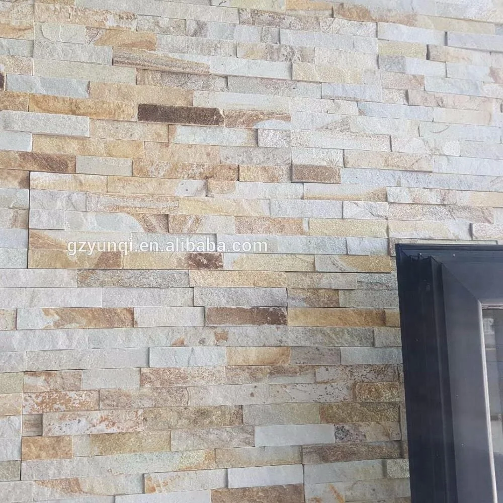Китай, золотой, Бежевый Кварцит и Бежевый Кварцит, культивированный камень для облицовки стен