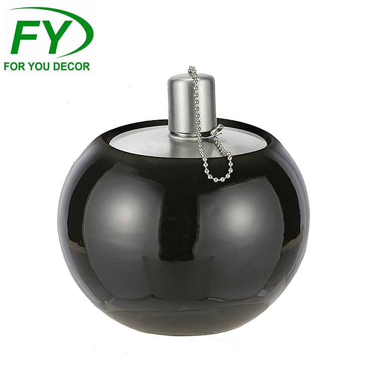 
Factory wholesale custom ceramic round ball shape decorative kerosene oil lamp 