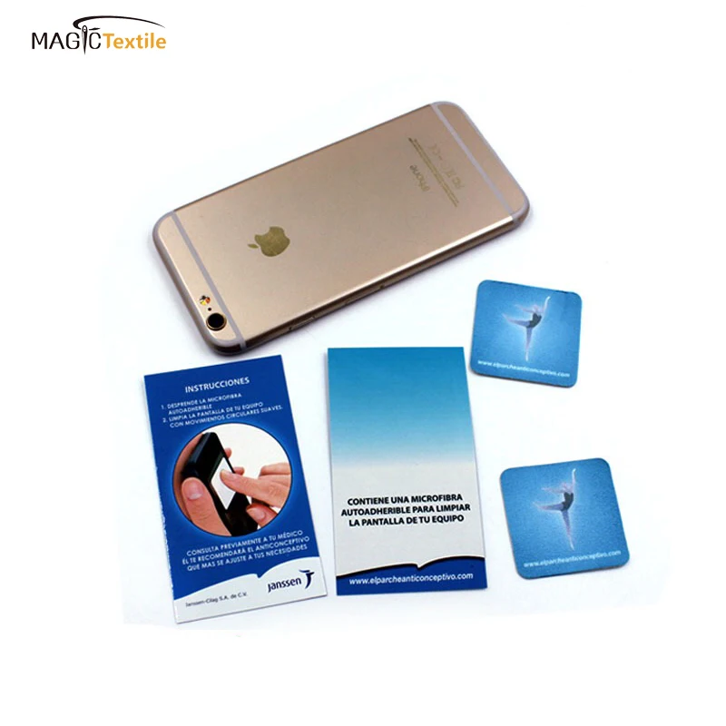 custom mobile phone sticker microfiber sticky screen cleaner for smart phone screen