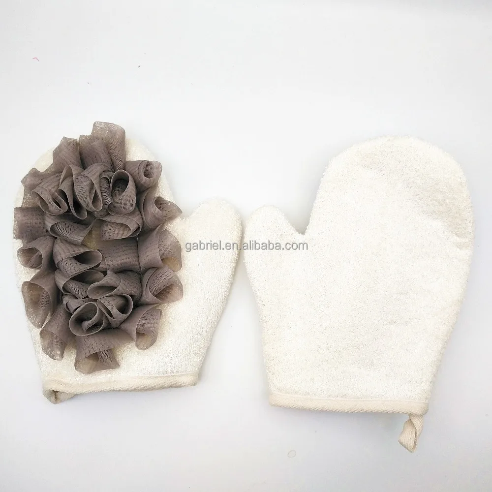 High Quality Bamboo Fibre SPA exfoliating scrubber shower glove bath mitts bath glove