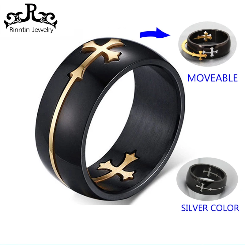крест дизайн кольцо из нержавеющей стали черное кольцо для мужчин мужские кольца