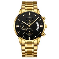 Custom your own brand quartz men watch full stainless steel good quality gold watch wholesale