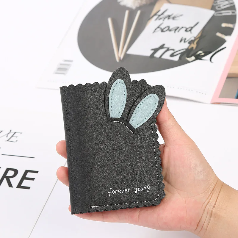 Fashion Mini Rabbit Ears Card Holder PU Leather Wallet for girls
