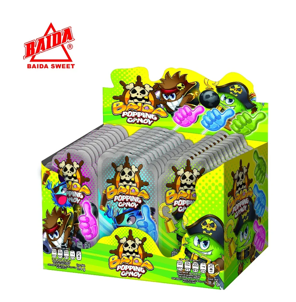 Wholesale Seasonal Popping Candy with Lollipop 3 pack OEM Lollipop shape