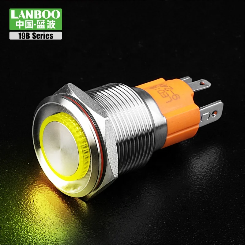 19mm  24v 12v Led illuminated Pushbutton Stainless steel momentary waterproof