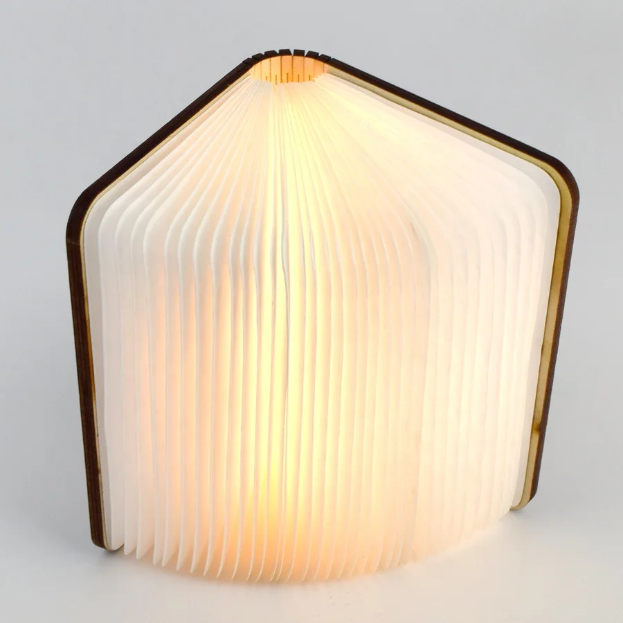 Elegant Book Lamp Mini Wooden Cover Folding LED Book Light