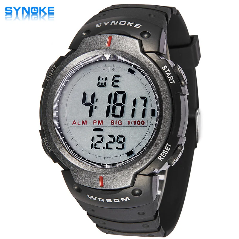 SYNOKE 61576 Fashion Brand Watch Men Silicone LED Sports Watch Life Waterproof Digital Watches Clock relogio masculino