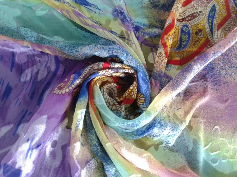 
printing and Burn out Silk Viscose Satin fabric for women fashion 