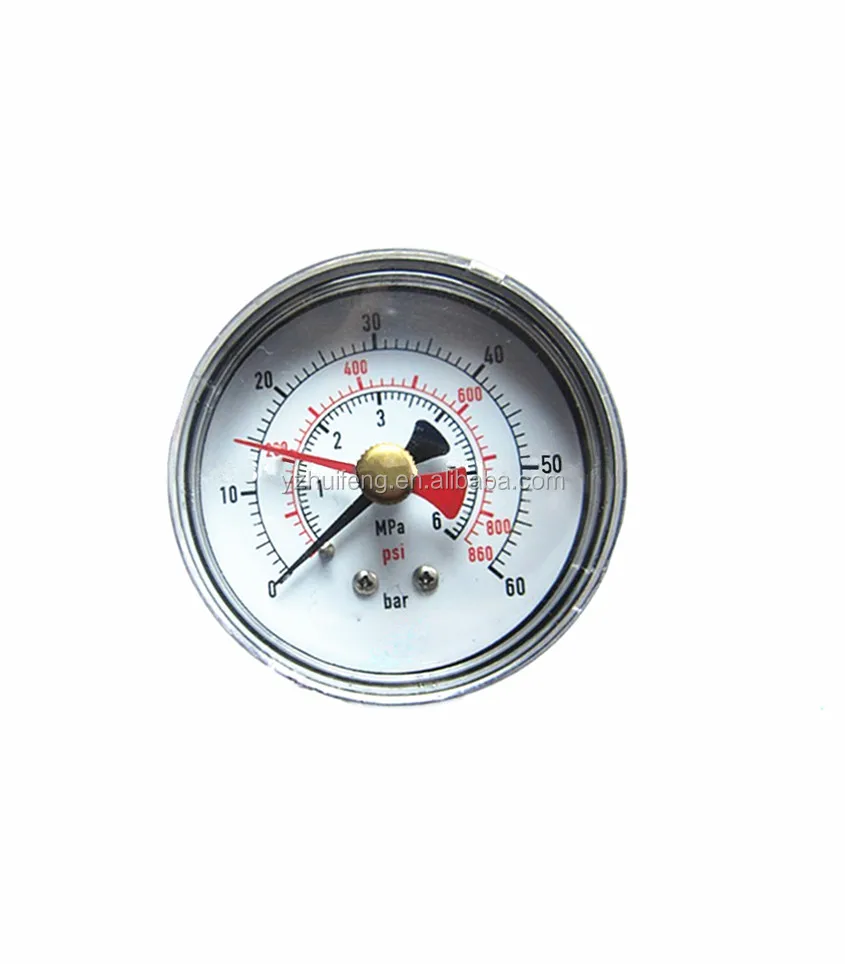 Манометр HF для мотоциклов, черная сталь, 0-60 бар/фунт/кв. Дюйм/6 МПа, Круглый, обратный, с двойными указателями, сухой циферблат