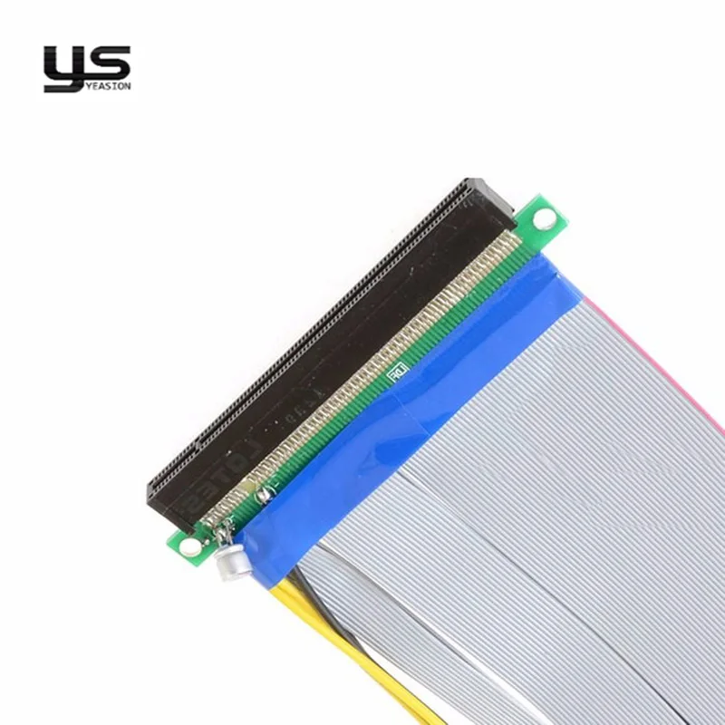 Power PCI-E 16x to 16x Riser Extender ribbon Cable with 4 Pin Power Connector