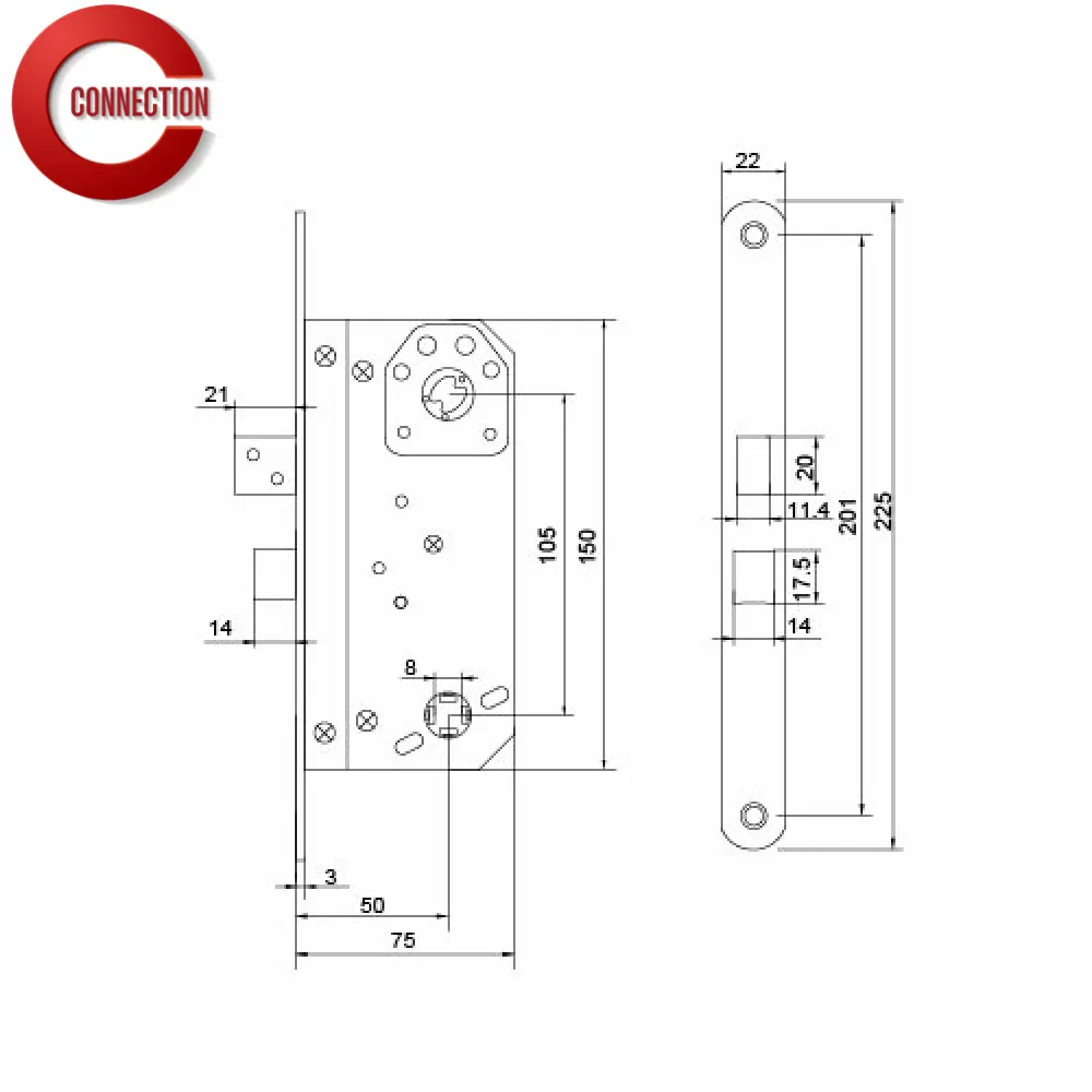 4565 Nordic lock oval cylinder mortise lock constructed according to Scandinavian norm