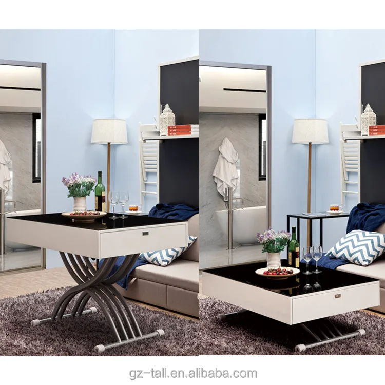 Умная мебель для дома, складной обеденный стол из закаленного стекла с регулируемой высотой и длиной