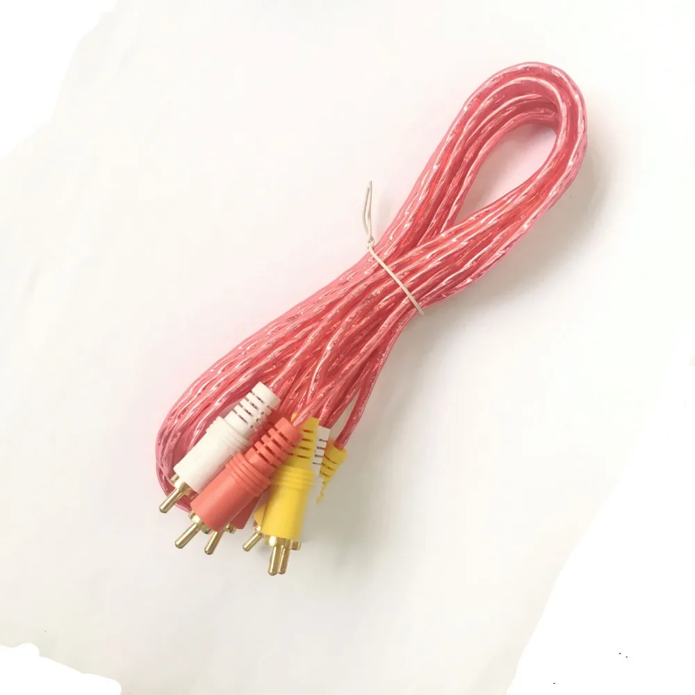 3RCA Plug to 3RCA Plug Male Transparent PVC RCA Audio Extension Cable