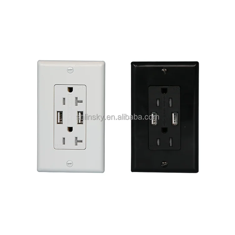 
Shanghai Linsky UL Tamper Resistant 15 Amp USB Wall Socket 