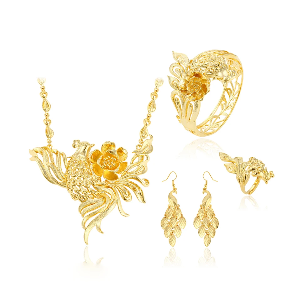 Wholesale fashion jewellery african gold necklace wedding jewelry set, african jewelry sets