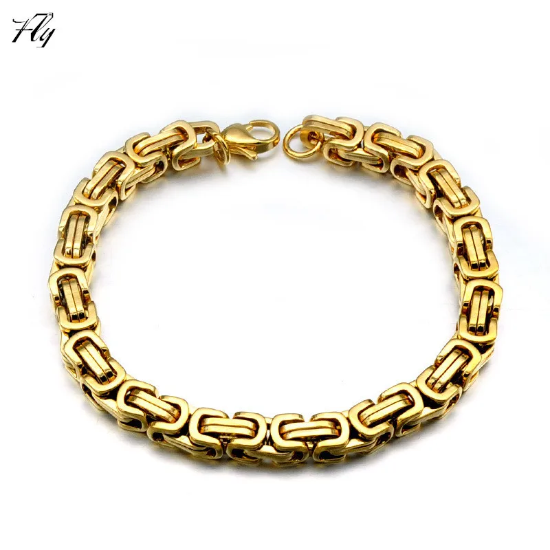 Оптовая продажа ювелирных украшений из металла титана кольцо 18k, позолоченное серебро Византийский браслет-цепочка
