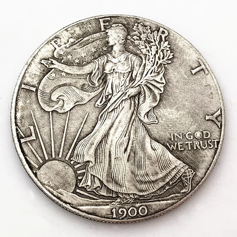 Statue of liberty, 1900 antique bronze coin, handicraft, eagle old coins