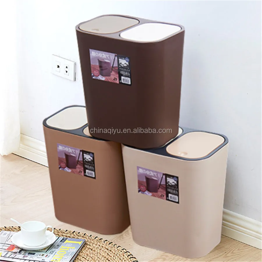 
Wholesale 2 compartments eco-friendly plastic trash can 