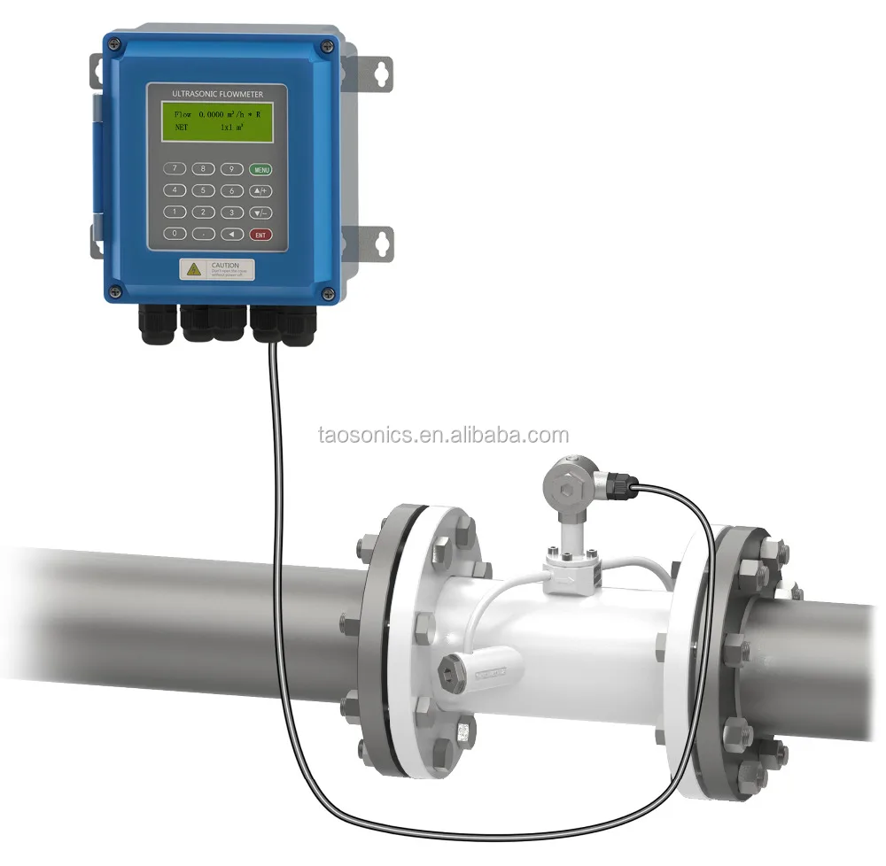 TSONIC TUF-2000B Wall Mounted Inline Pipe Type Digital RS485 Interface And 4-20mA Analog Output Ultrasonic Water Flow Meter