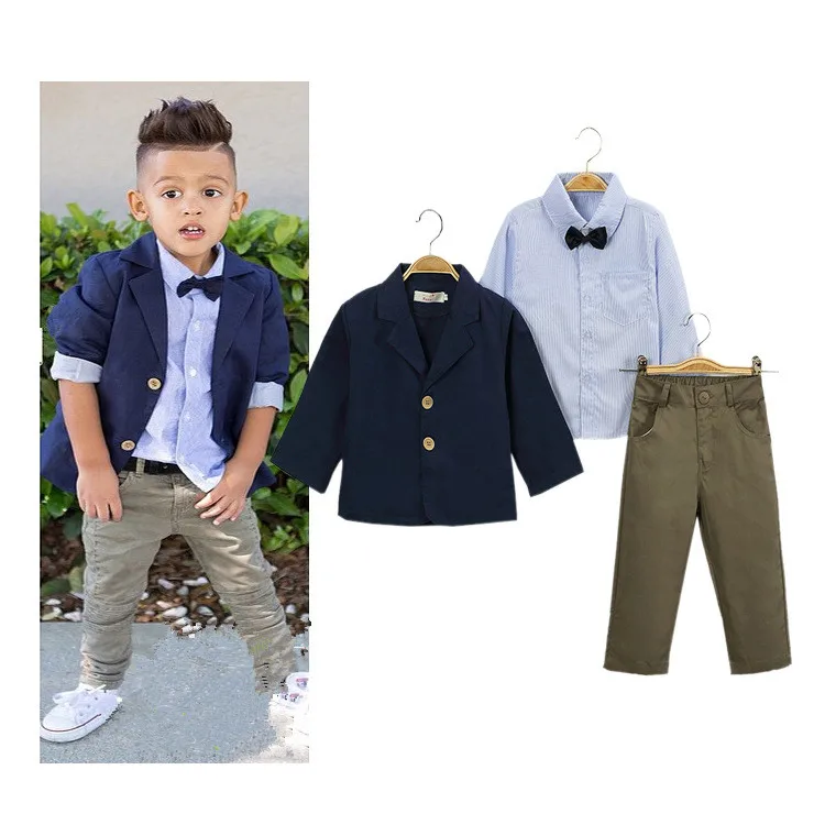Europe new 2018 autumn Baby gentleman cheap boys clothing sets suits child kid suit with vest Long sleeves shirt Long pant 3pcs