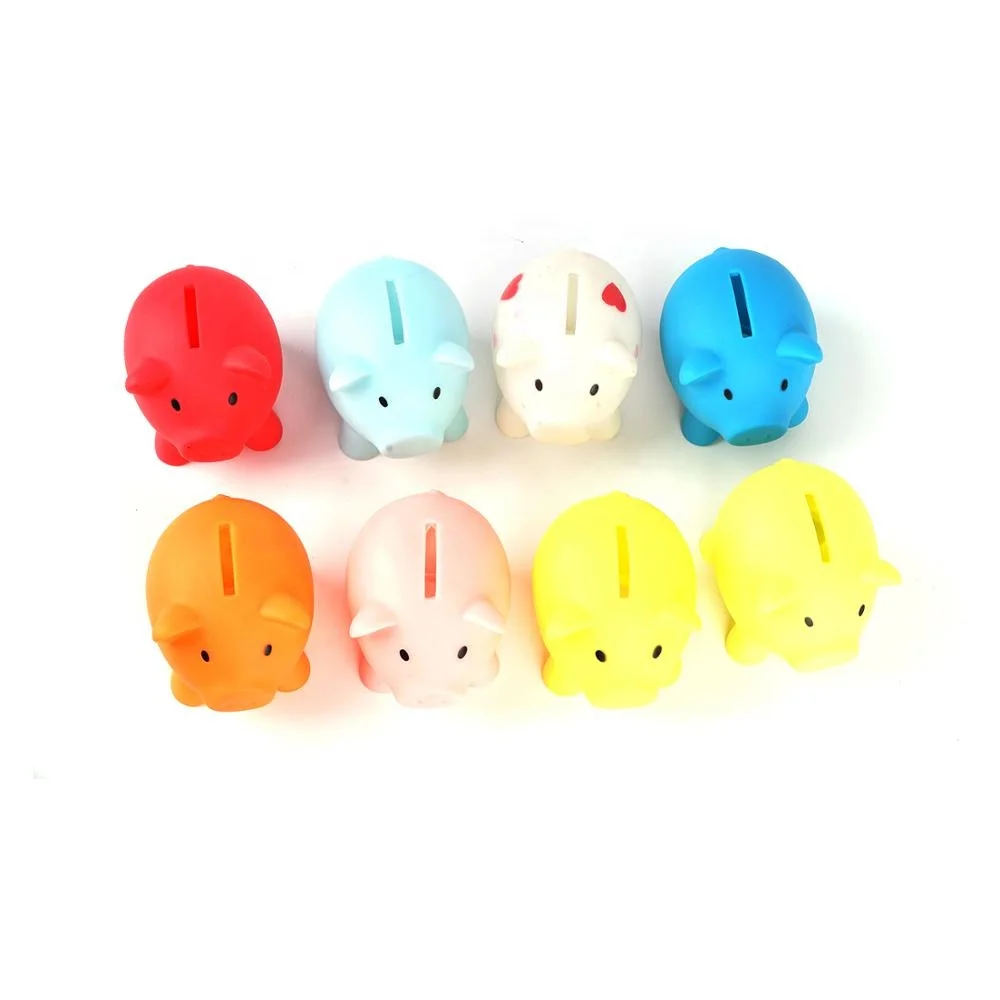 
9cm Cute Piggy Plastic Bank, colourful PVC anime money box funny gifts 