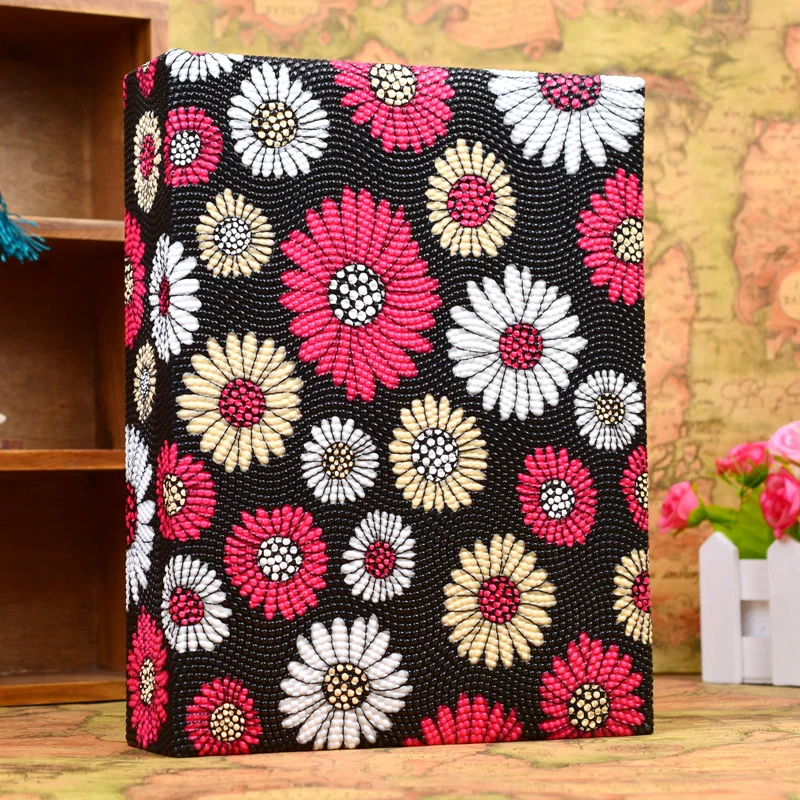 New 4R Vintage Photo Album In 6 Inch Flower Leather Photo Albums for Lover Baby Wedding Scrapbooking 200 Pockets Interleaf Type