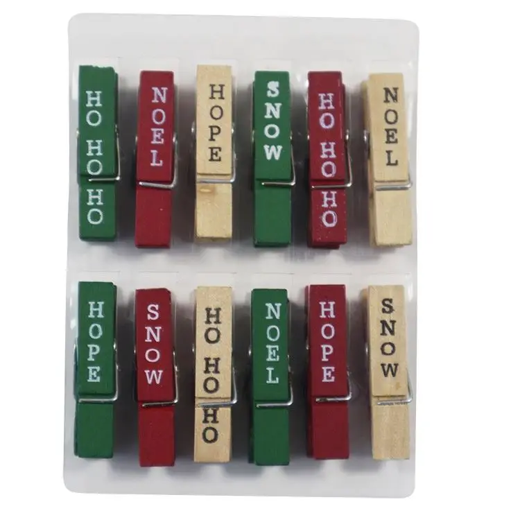 Custom printed wooden small  pegs clothes pin