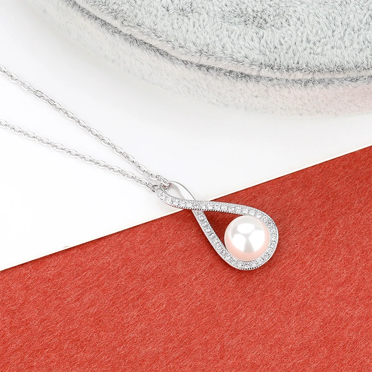 Custom High Quality 925 Sterling Silver Pendant Pearl Necklaces