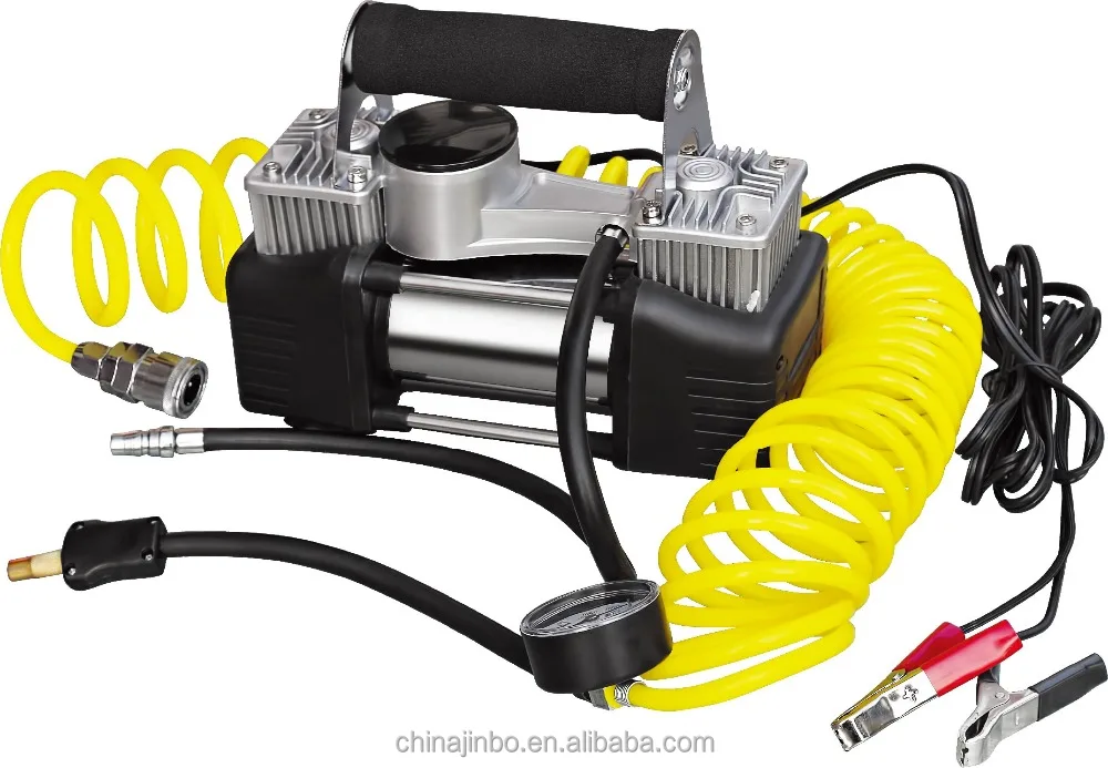 JB-88 12V Double Cylinder 4m Coiled Hose Inflater Air Compressor Car inflate