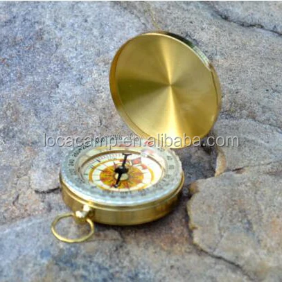copper pocket compass for hiking exploring wild survival with luminous dial