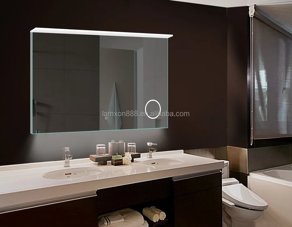 
Lamxon LED illuminated mirror with top acrylic lighting and magnifying mirror 