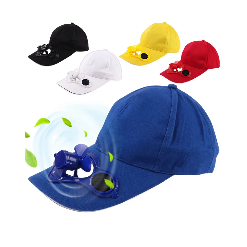 Good quality solar fan cap hat 6 panel baseball fan cap