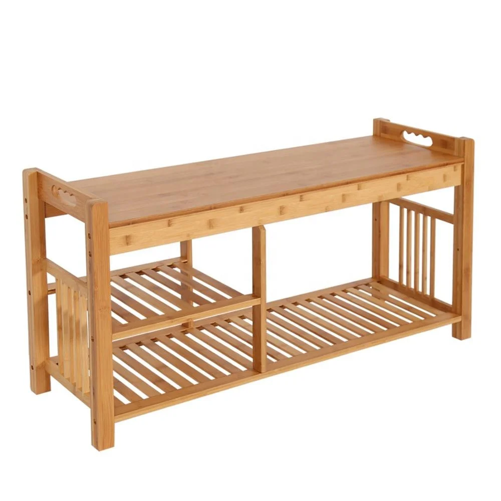 Bamboo Shoe Rack Bench,Padded Seat Storage Shoe Shelf Organizing for Bedroom Bathroom Living Room Patio Entryway Hallway and Foy