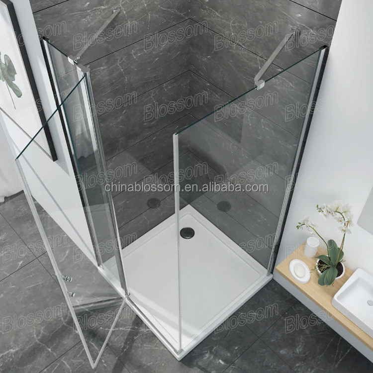 Blossom Deluxe Square Doccia Fiberglass Bathroom Pivot Hinged Folding Glass Cubicle Shower Stall Box,Shower Cabinet