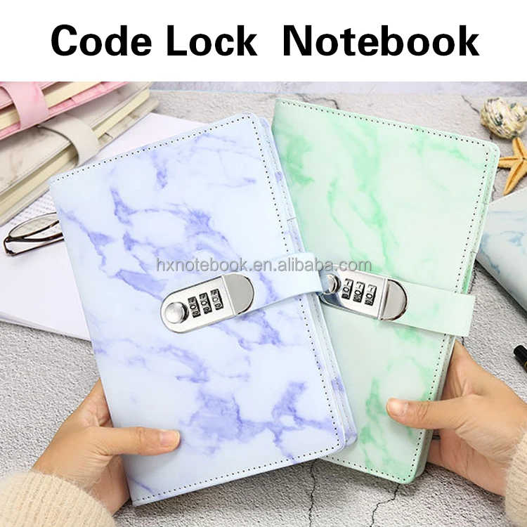 style organizer Custom pu Leather Diary Password Business Notebook With Code Lock Diaries journal stationery manufacturer