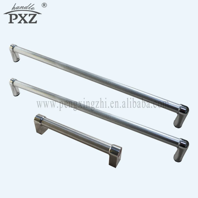 Bottom-Mount Refrigerator Door Handle with cross-hatch texture