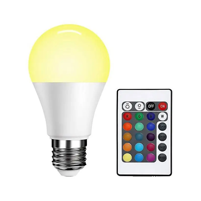 Le затемнения A19 E26 Светодиодная лампа аварийного освещения, B W Светодиодная лампа 6 Вт Rgbw лампы 16 видов цветов Пульт дистанционного управления в комплекте изменение цвета