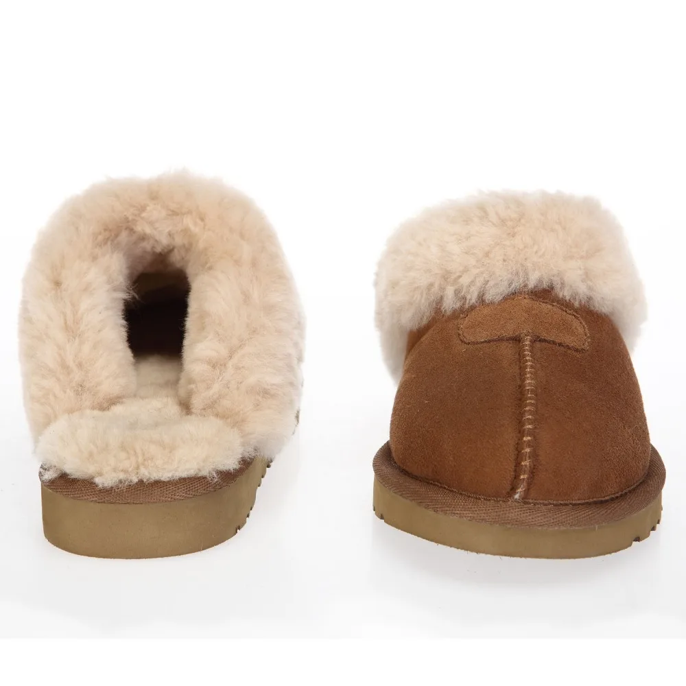 CF-195 Women Warm Winter Women Slippers Indoor Shoes Factory Cow Leather Winter and Lining Sheepskin EVA Plush TPR CN;JIA VAA