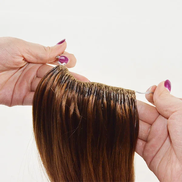 100% Virgin Original Hair One Donor Slim Cotton Thread Knotted Korea Twins Hair Extension with Two tips