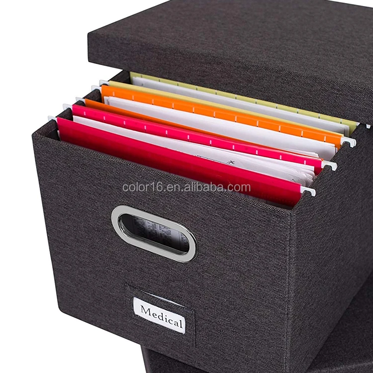 
Cheap price custom linen non woven fabric office medical home use organizer file storage box with lid 