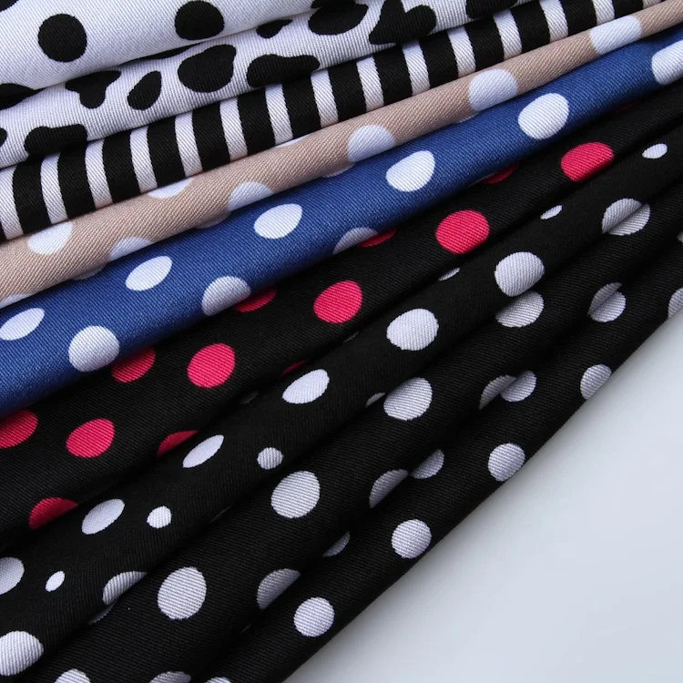 Latest design polka dot pattern twill 4 way spandex stretch african print fabric