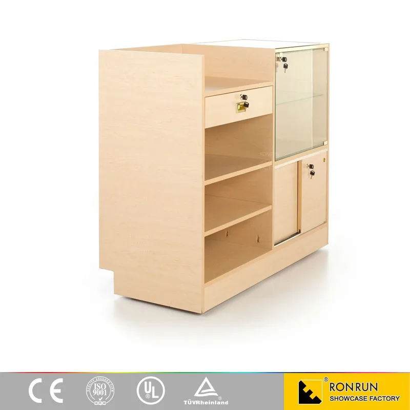 RCD0845 A pre - assembled rectangular cash wrap with a tempered glass display showcase