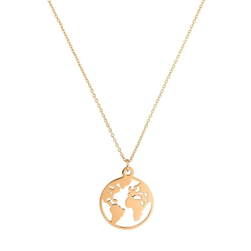 YK 316L Stainless Steel Hot Jewelry Charms Wholesale Products New Trending World Map Necklace Pendant
