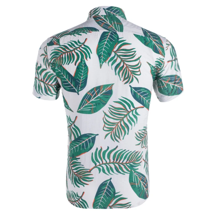 2019 New Arrival Printed Causal Designed in 100%Polyester  Green Leaves  Shirts For Men