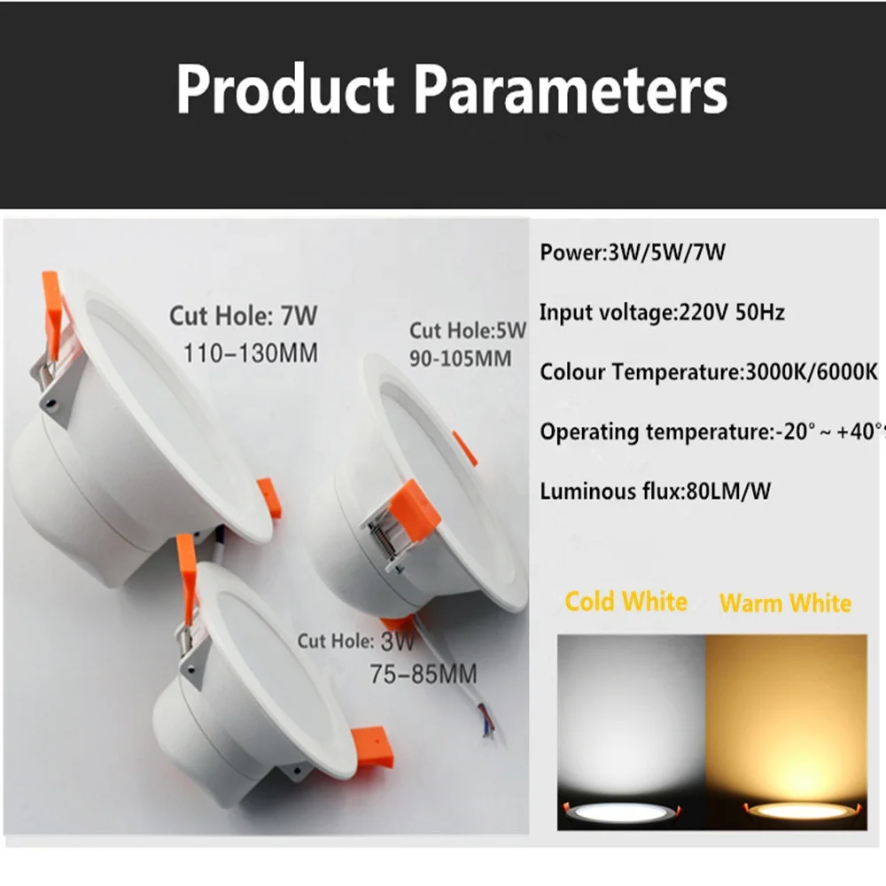 Intelligent Radar Sensor Spot LED Downlights 3W 5W 7W 110-240V  Cut Hole  Round Recessed Ceiling Fixtures