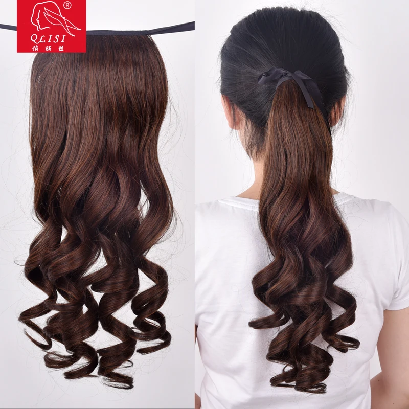 Длинные вьющиеся накладные волосы с эффектом омбре, накладной хвост на клипсе, натуральный цвет, 22 дюйма